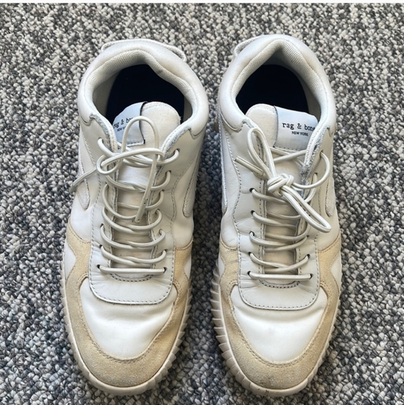 Rag & Bone White and Tan Retro Sneakers with Suede and Leather - Picture 1 of 6